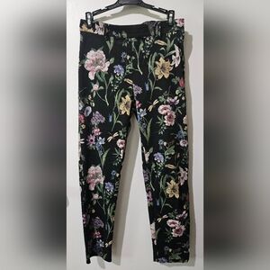 H&M Botanical Print Work Pants, Size 8 in US, Skinny Cropped